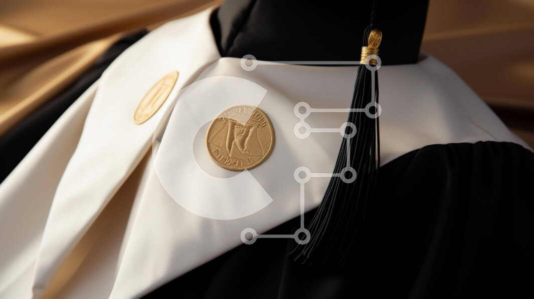 Intra Συλλεκτικό Ξύλινο Παζλ Plywood  4mm - Ασπρόμαυρη φόρεμα αποφοίτησης με φούντες και χρυσό μετάλλιο Σε Ξύλινο Κουτί - Διαστάσεις Puzzle: 10x10 cm – 25 κομμάτια