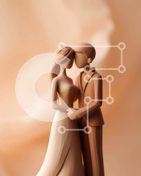 Intra Συλλεκτικό Ξύλινο Παζλ Plywood  4mm - Γαμήλια τούρτα Γαμπρός και νύφη ειδώλια Σε Ξύλινο Κουτί - Διαστάσεις: 10x10 cm – 25 κομμάτια