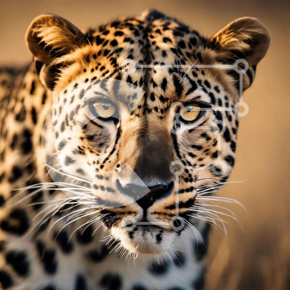 Intra Συλλεκτικό Ξύλινο Παζλ Plywood  4mm - Λεοπάρδαλη που κοιτάζει την κάμερα στο γρασίδι Σε Ξύλινο Κουτί - Διαστάσεις: 10x10 cm – 25 κομμάτια