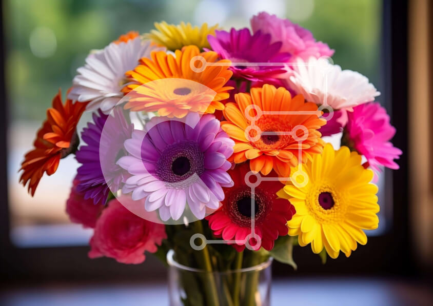 Intra Συλλεκτικό Ξύλινο Παζλ Plywood  4mm - Πολύχρωμα λουλούδια σε ένα διαυγές βάζο Σε Ξύλινο Κουτί - Διαστάσεις: 10x10 cm – 25 κομμάτια