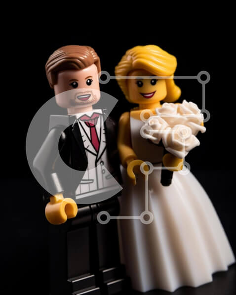 Intra Συλλεκτικό Ξύλινο Παζλ Plywood  4mm - Γαμήλια ειδώλια Lego με νυφική ​​ενδυμασία Σε Ξύλινο Κουτί - Διαστάσεις: 10x10 cm – 25 κομμάτια