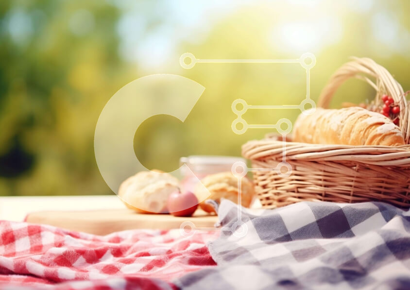 Σετ των 2 Intra Συλλεκτικό Ξύλινο Παζλ Plywood  4mm - Καλάθι για πικνίκ με ψωμί, αρτοσκευάσματα, φρούτα και κρασί Σε Ξύλινο Κουτί - Διαστάσεις: 10x10 cm – 25 κομμάτια