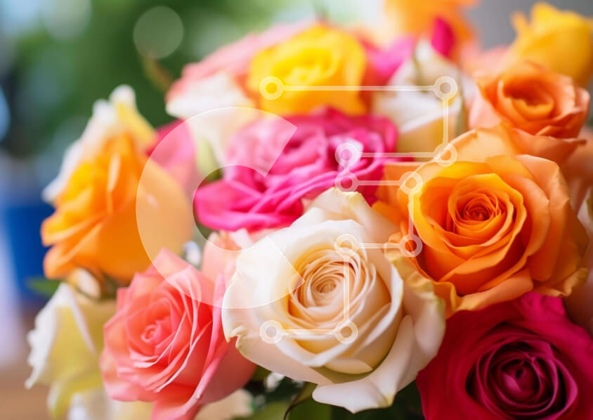 Intra Συλλεκτικό Ξύλινο Παζλ Plywood  4mm - Πολύχρωμο μπουκέτο τριαντάφυλλα Σε Ξύλινο Κουτί - Διαστάσεις: 10x10 cm – 25 κομμάτια