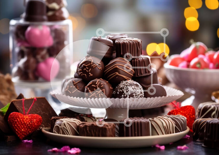 Σετ των 2 Intra Συλλεκτικό Ξύλινο Παζλ Plywood  4mm - Ποικιλία από σοκολάτες και γλυκά Σε Ξύλινο Κουτί - Διαστάσεις: 10x10 cm – 25 κομμάτια