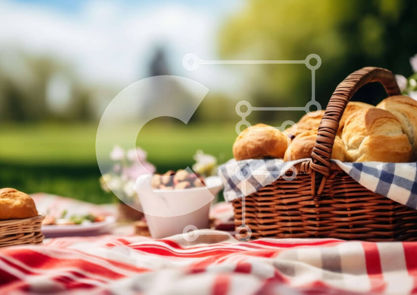 Σετ των 2 Intra Συλλεκτικό Ξύλινο Παζλ Plywood  4mm - Καλάθι για πικνίκ με ψωμί και αρτοσκευάσματα σε εξωτερικούς χώρους Σε Ξύλινο Κουτί - Διαστάσεις: 10x10 cm – 25 κομμάτια