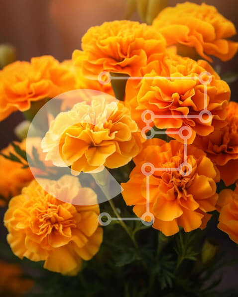 Intra Συλλεκτικό Ξύλινο Παζλ Plywood  4mm - Ζωντανό μπουκέτο με πορτοκαλί και κίτρινα λουλούδια Σε Ξύλινο Κουτί - Διαστάσεις: 10x10 cm – 25 κομμάτια