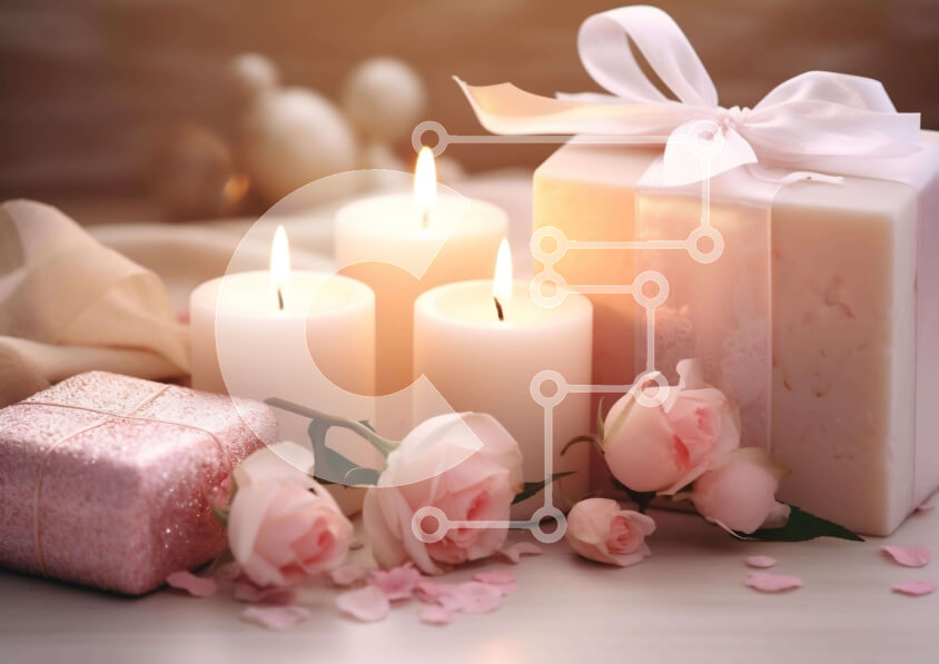 Intra Συλλεκτικό Ξύλινο Παζλ Plywood  4mm - Ρομαντικό τραπέζι με κεριά, δώρο και ροζ τριαντάφυλλα Σε Ξύλινο Κουτί - Διαστάσεις Puzzle: 10x10 cm – 25 κομμάτια