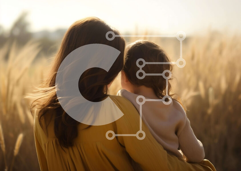 Intra Συλλεκτικό Ξύλινο Παζλ Plywood  4mm - Δέσιμο μητέρας και παιδιού σε ανοιχτό πεδίο Σε Ξύλινο Κουτί - Διαστάσεις Puzzle: 10x10 cm – 25 κομμάτια