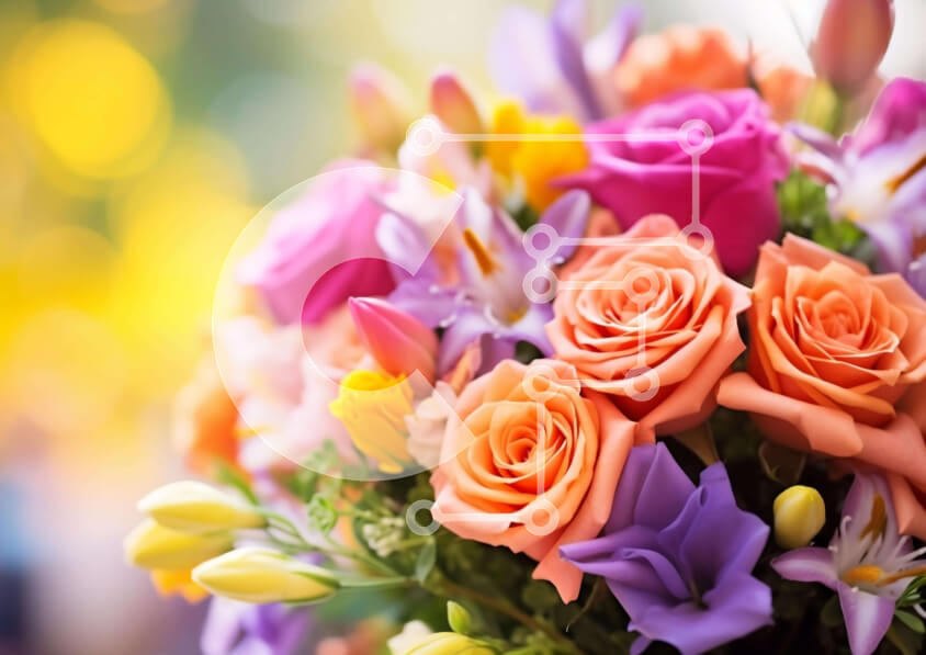 Intra Συλλεκτικό Ξύλινο Παζλ Plywood  4mm - Πολύχρωμο μπουκέτο λουλουδιών Σε Ξύλινο Κουτί - Διαστάσεις: 10x10 cm – 25 κομμάτια