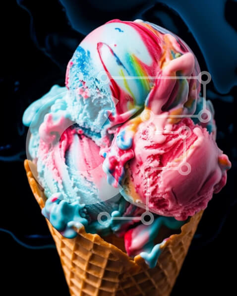 Σετ των 2 Intra Συλλεκτικό Ξύλινο Παζλ Plywood  4mm - Πολύχρωμο χωνάκι παγωτού Σε Ξύλινο Κουτί - Διαστάσεις: 10x10 cm – 25 κομμάτια