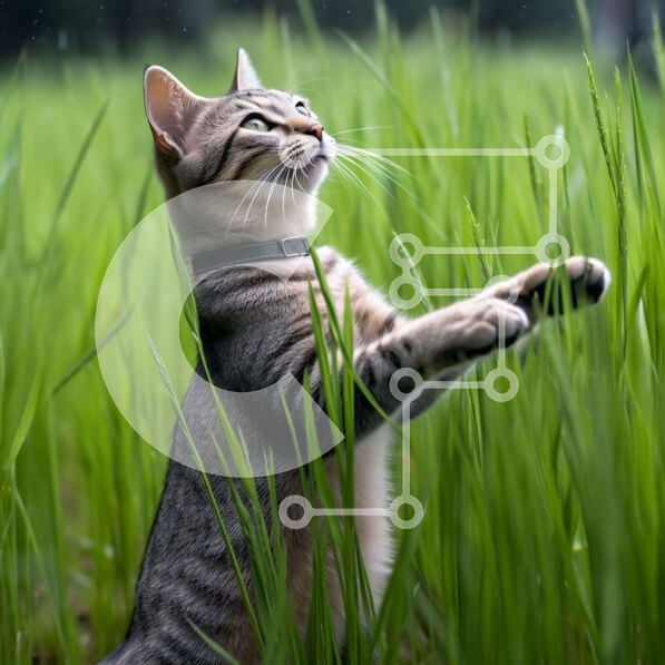 Intra Συλλεκτικό Ξύλινο Παζλ Plywood  4mm - Περίεργη γάτα στο ψηλό γρασίδι Σε Ξύλινο Κουτί - Διαστάσεις: 10x10 cm – 25 κομμάτια