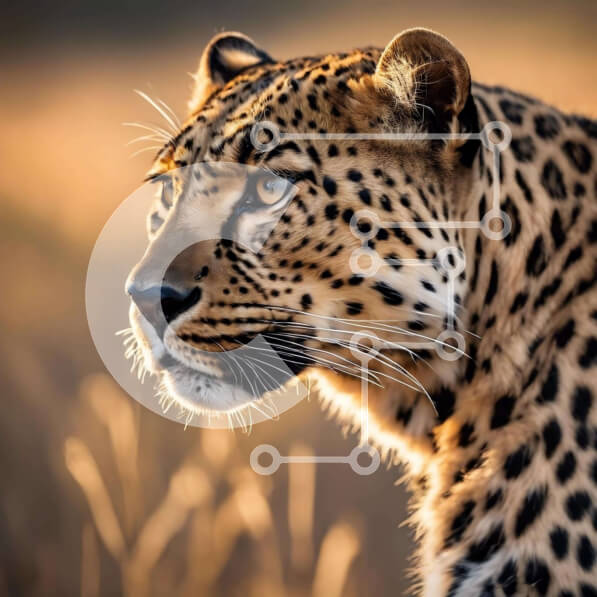 Intra Συλλεκτικό Ξύλινο Παζλ Plywood  4mm - Λεοπάρδαλη που στέκεται στο γρασίδι Σε Ξύλινο Κουτί - Διαστάσεις: 10x10 cm – 25 κομμάτια