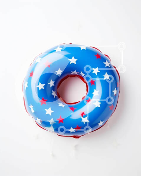 Intra Συλλεκτικό Ξύλινο Παζλ Plywood  4mm - Πολύχρωμο φουσκωτό ντόνατ με αστέρια και ψεκασμούς Σε Ξύλινο Κουτί - Διαστάσεις Puzzle: 10x10 cm – 25 κομμάτια