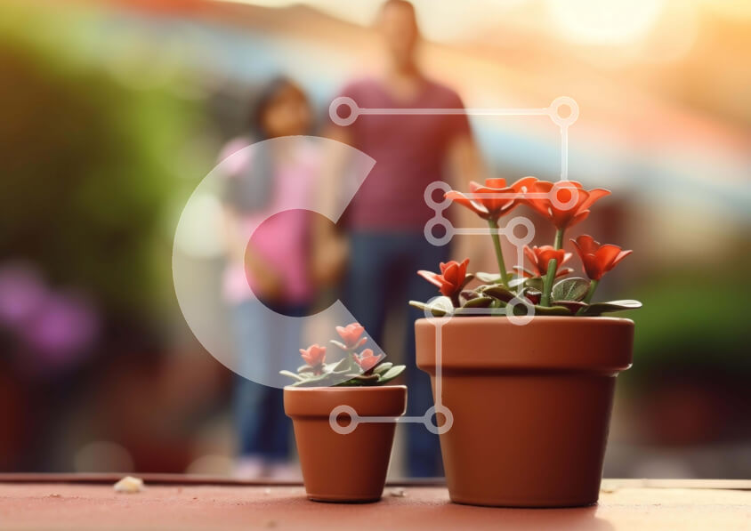 Intra Συλλεκτικό Ξύλινο Παζλ Plywood  4mm - Ζευγάρι με λουλούδια σε ξύλινο τραπέζι Σε Ξύλινο Κουτί - Διαστάσεις: 10x10 cm – 25 κομμάτια