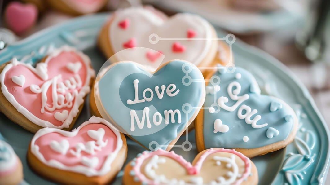 Intra Συλλεκτικό Ξύλινο Παζλ Plywood  4mm - Μπισκότα «Love Mom» σε σχήμα καρδιάς Σε Ξύλινο Κουτί - Διαστάσεις Puzzle: 10x10 cm – 25 κομμάτια