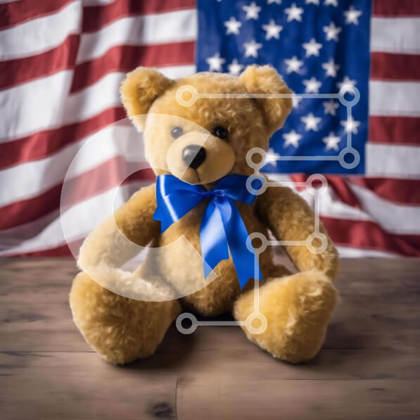 Intra Συλλεκτικό Ξύλινο Παζλ Plywood  4mm - Πατριωτικό αρκουδάκι και αμερικανική σημαία Σε Ξύλινο Κουτί - Διαστάσεις: 10x10 cm – 25 κομμάτια