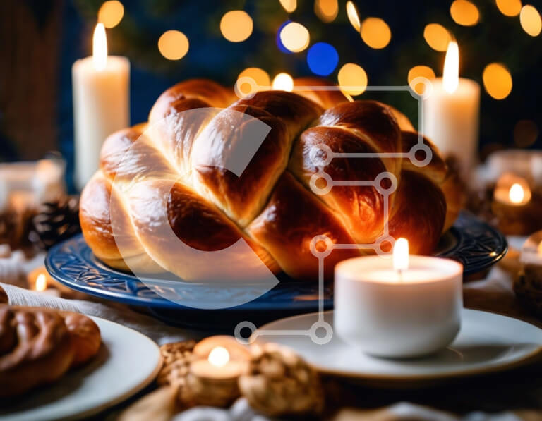 Σετ των 2 Intra Συλλεκτικό Ξύλινο Παζλ Plywood  4mm - Στρώσιμο γιορτινό τραπέζι με πλεκτό ψωμί και κεριά Σε Ξύλινο Κουτί - Διαστάσεις: 10x10 cm – 25 κομμάτια