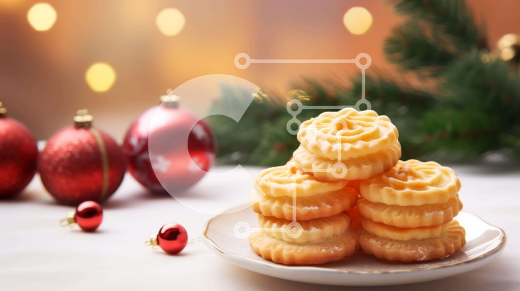 Σετ των 2 Intra Συλλεκτικό Ξύλινο Παζλ Plywood  4mm - Πιάτο μπισκότων με χριστουγεννιάτικα στολίδια Σε Ξύλινο Κουτί - Διαστάσεις: 10x10 cm – 25 κομμάτια