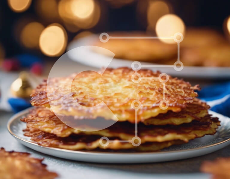 Σετ των 2 Intra Συλλεκτικό Ξύλινο Παζλ Plywood  4mm - Στοίβα από δικτυωτές τηγανίτες σε πιάτα Σε Ξύλινο Κουτί - Διαστάσεις: 10x10 cm – 25 κομμάτια