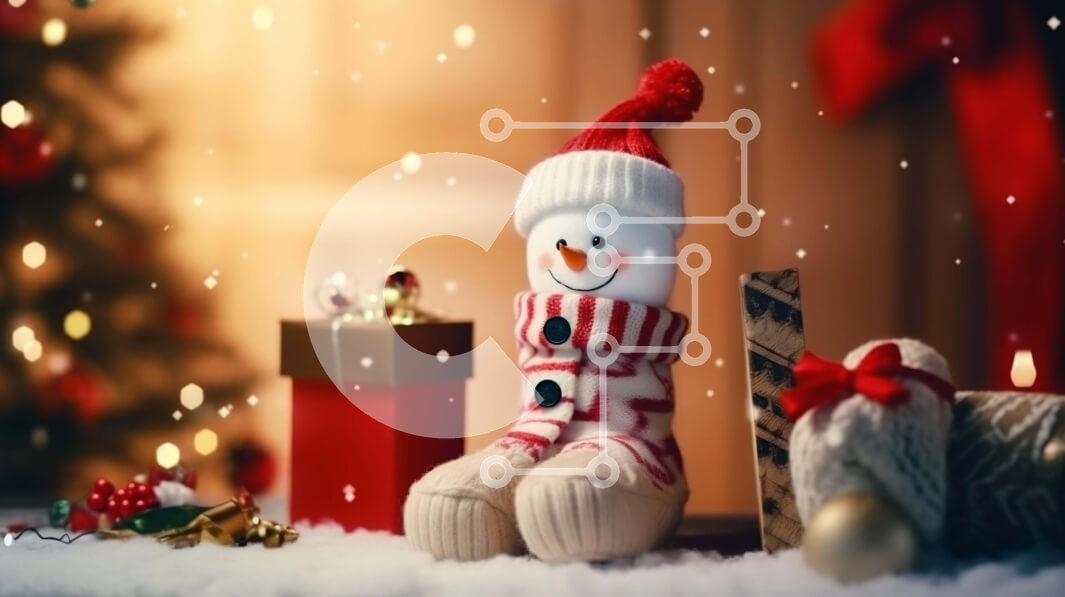 Intra Συλλεκτικό Ξύλινο Παζλ Plywood  4mm - Χριστουγεννιάτικο χιονάνθρωπος με δώρα και διακοσμητικά Σε Ξύλινο Κουτί - Διαστάσεις: 10x10 cm – 25 κομμάτια