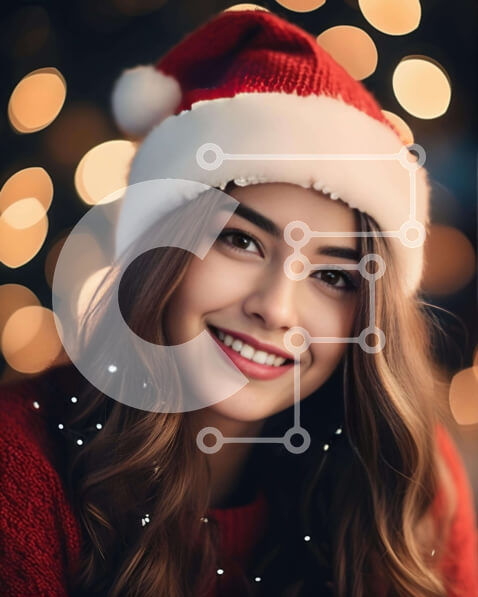 Intra Συλλεκτικό Ξύλινο Παζλ Plywood  4mm - Εορταστική γυναίκα με καπέλο Santa Σε Ξύλινο Κουτί - Διαστάσεις: 10x10 cm – 25 κομμάτια