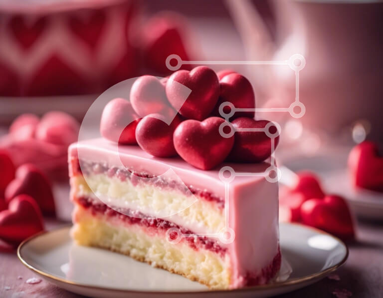 Σετ των 2 Intra Συλλεκτικό Ξύλινο Παζλ Plywood  4mm - Ροζ κέικ με καραμέλες σε σχήμα καρδιάς Σε Ξύλινο Κουτί - Διαστάσεις: 10x10 cm – 25 κομμάτια