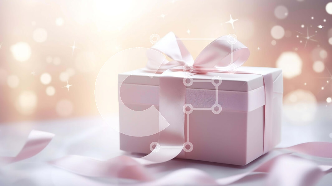 Intra Συλλεκτικό Ξύλινο Παζλ Plywood  4mm - Ροζ κουτί δώρου με λευκή κορδέλα σε αστραφτερό φόντο Σε Ξύλινο Κουτί - Διαστάσεις: 10x10 cm – 25 κομμάτια