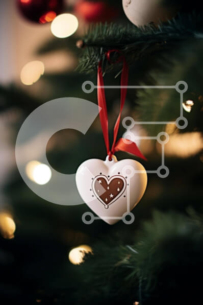 Intra Συλλεκτικό Ξύλινο Παζλ Plywood  4mm - Στολίδι σε σχήμα καρδιάς που κρέμεται από το δέντρο Σε Ξύλινο Κουτί - Διαστάσεις: 10x10 cm – 25 κομμάτια