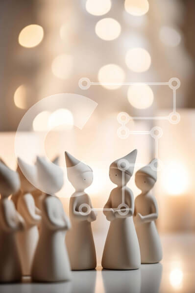 Intra Συλλεκτικό Ξύλινο Παζλ Plywood  4mm - Ομάδα ειδωλίων μπροστά από κεριά Σε Ξύλινο Κουτί - Διαστάσεις Puzzle: 10x10 cm – 25 κομμάτια