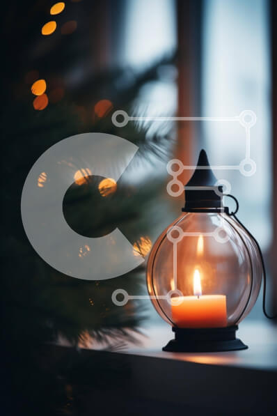 Intra Συλλεκτικό Ξύλινο Παζλ Plywood  4mm - Γυάλινο φανάρι κεριών στο περβάζι παραθύρου με χριστουγεννιάτικο δέντρο Σε Ξύλινο Κουτί - Διαστάσεις Puzzle: 10x10 cm – 25 κομμάτια