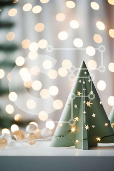 Intra Συλλεκτικό Ξύλινο Παζλ Plywood  4mm - Πράσινα χριστουγεννιάτικα δέντρα με στολίδια Σε Ξύλινο Κουτί - Διαστάσεις: 10x10 cm – 25 κομμάτια