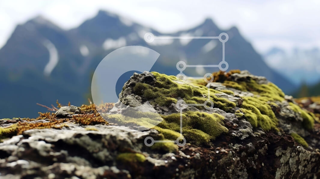 Intra Συλλεκτικό Ξύλινο Παζλ Plywood  4mm - Βράχος καλυμμένος με βρύα με βουνά στο βάθος Σε Ξύλινο Κουτί - Διαστάσεις: 10x10 cm – 25 κομμάτια