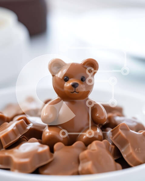 Σετ των 2 Intra Συλλεκτικό Ξύλινο Παζλ Plywood  4mm - Αρκουδάκι και σοκολατένιες καρδιές σε ένα πιάτο Σε Ξύλινο Κουτί - Διαστάσεις: 10x10 cm – 25 κομμάτια