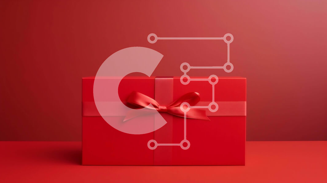 Intra Συλλεκτικό Ξύλινο Παζλ Plywood  4mm - Κόκκινο κουτί δώρου με κορδέλα και φιόγκο σε πορτοκαλί φόντο Σε Ξύλινο Κουτί - Διαστάσεις Puzzle: 10x10 cm – 25 κομμάτια