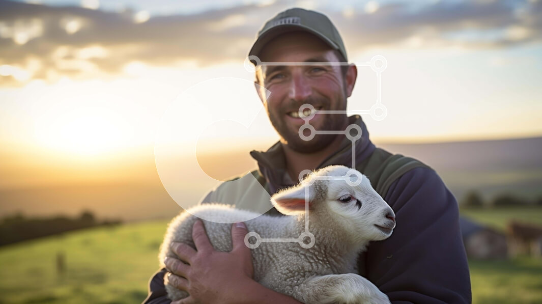 Intra Συλλεκτικό Ξύλινο Παζλ Plywood  4mm - Άτομο που κρατά ένα αρνί σε ένα αγρόκτημα Σε Ξύλινο Κουτί - Διαστάσεις: 10x10 cm – 25 κομμάτια