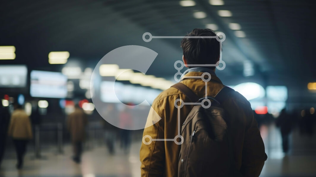 Intra Συλλεκτικό Ξύλινο Παζλ Plywood  4mm - Άνθρωπος που περπατά μέσω του αεροδρομίου Σε Ξύλινο Κουτί - Διαστάσεις Puzzle: 10x10 cm – 25 κομμάτια