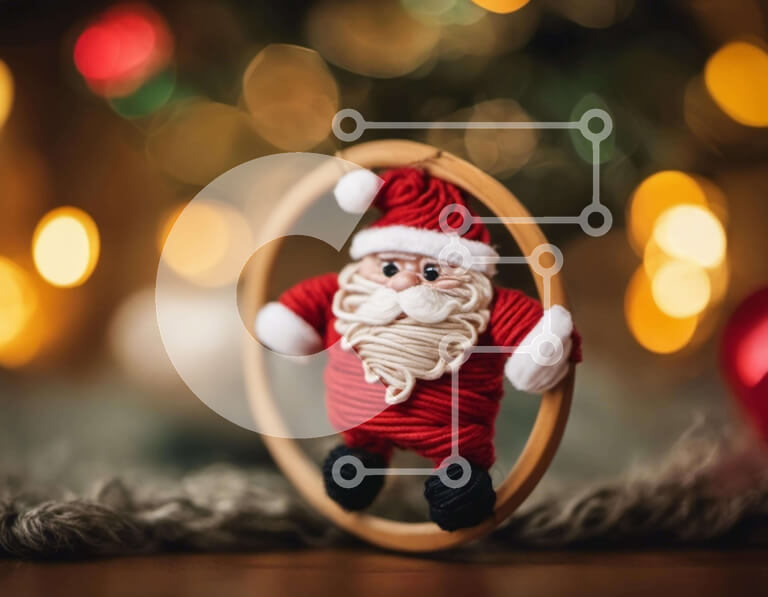 Intra Συλλεκτικό Ξύλινο Παζλ Plywood  4mm - Ειδώλιο Άγιου Βασίλη σε διακοσμητικό στεφάνι με πολύχρωμες διακοσμήσεις Σε Ξύλινο Κουτί - Διαστάσεις: 10x10 cm – 25 κομμάτια