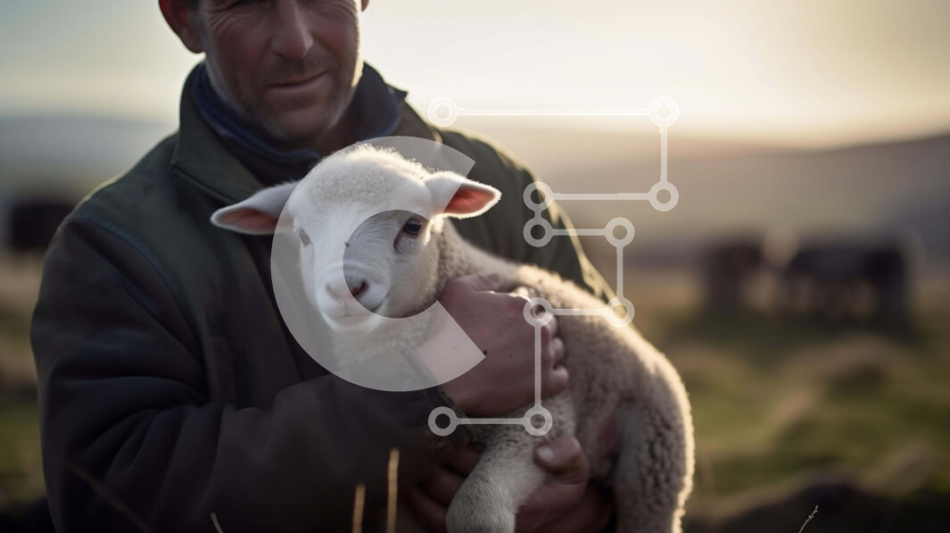 Σετ των 2 Intra Συλλεκτικό Ξύλινο Παζλ Plywood  4mm - Άτομο που κρατά ένα μικρό αρνί σε ένα αγρόκτημα Σε Ξύλινο Κουτί - Διαστάσεις: 10x10 cm – 25 κομμάτια