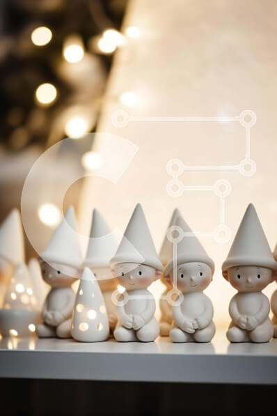 Intra Συλλεκτικό Ξύλινο Παζλ Plywood  4mm - Εορταστικά λευκά ειδώλια στο τραπέζι Σε Ξύλινο Κουτί - Διαστάσεις Puzzle: 10x10 cm – 25 κομμάτια