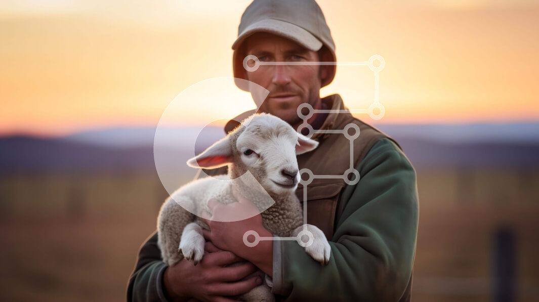 Intra Συλλεκτικό Ξύλινο Παζλ Plywood  4mm - Άτομο που κρατά ένα αρνί σε ένα ανοιχτό πεδίο στο ηλιοβασίλεμα Σε Ξύλινο Κουτί - Διαστάσεις: 10x10 cm – 25 κομμάτια