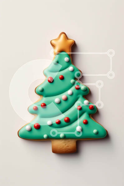 Σετ των 2 Intra Συλλεκτικό Ξύλινο Παζλ Plywood  4mm - Ανάποδα μπισκότο χριστουγεννιάτικου δέντρου σε λευκό φόντο Σε Ξύλινο Κουτί - Διαστάσεις: 10x10 cm – 25 κομμάτια