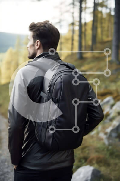 Σετ των 2 Intra Συλλεκτικό Ξύλινο Παζλ Plywood  4mm - Άνδρας που περπατά στο δάσος με το σακίδιο πλάτης Σε Ξύλινο Κουτί - Διαστάσεις: 10x10 cm – 25 κομμάτια