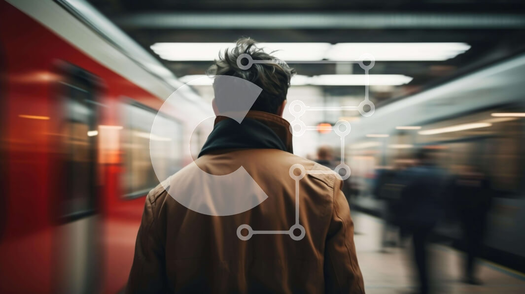 Intra Συλλεκτικό Ξύλινο Παζλ Plywood  4mm - Άνδρας που στέκεται στο σταθμό του μετρό και παρακολουθεί το τρένο να περνάει Σε Ξύλινο Κουτί - Διαστάσεις Puzzle: 10x10 cm – 25 κομμάτια