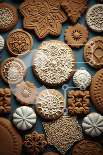 Σετ των 2 Intra Συλλεκτικό Ξύλινο Παζλ Plywood  4mm - Διακοσμημένα μπισκότα με περίπλοκα σχέδια και μοτίβα Σε Ξύλινο Κουτί - Διαστάσεις: 10x10 cm – 25 κομμάτια