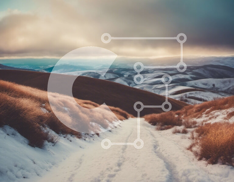 Intra Συλλεκτικό Ξύλινο Παζλ Plywood  4mm - Χιονισμένο μονοπάτι που οδηγεί στα βουνά Σε Ξύλινο Κουτί - Διαστάσεις: 10x10 cm – 25 κομμάτια