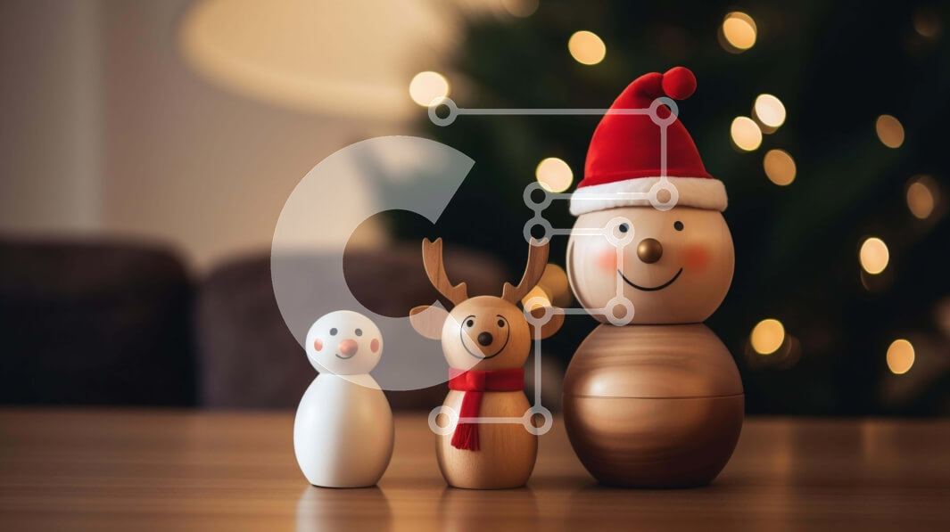 Intra Συλλεκτικό Ξύλινο Παζλ Plywood  4mm - Ξύλινα Χριστουγεννιάτικα ειδώλια σε τραπέζι με τεχνητό χριστουγεννιάτικο δέντρο Σε Ξύλινο Κουτί - Διαστάσεις: 10x10 cm – 25 κομμάτια