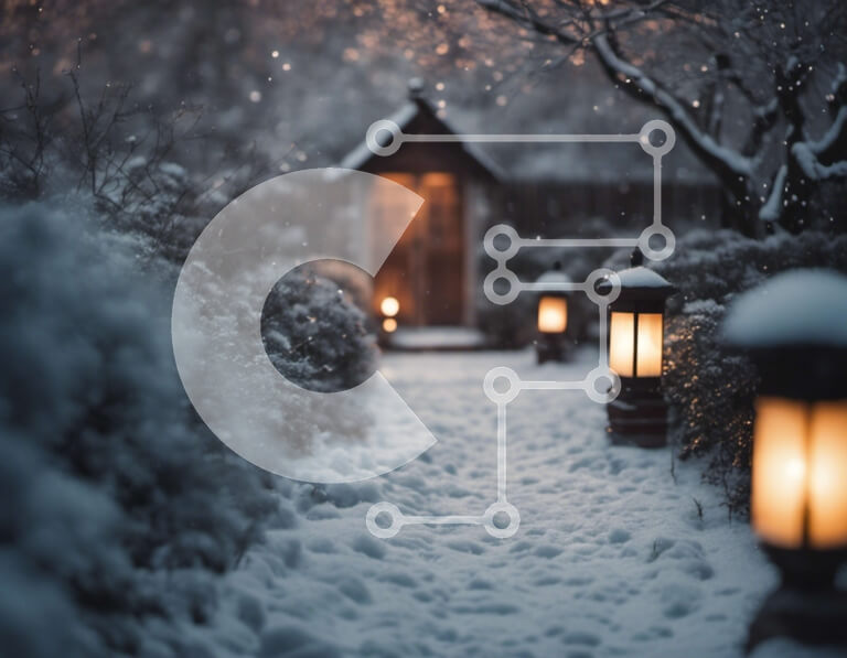 Intra Συλλεκτικό Ξύλινο Παζλ Plywood  4mm - Χιονισμένο μονοπάτι με φανάρια Σε Ξύλινο Κουτί - Διαστάσεις: 10x10 cm – 25 κομμάτια