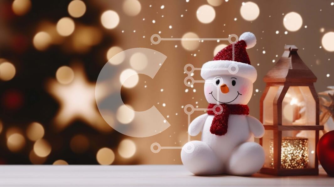 Intra Συλλεκτικό Ξύλινο Παζλ Plywood  4mm - Εορταστικός Χιονάνθρωπος και Χριστουγεννιάτικες Διακοσμήσεις Σε Ξύλινο Κουτί - Διαστάσεις: 10x10 cm – 25 κομμάτια