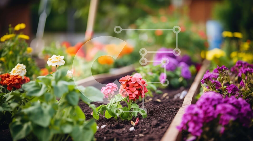 Intra Συλλεκτικό Ξύλινο Παζλ Plywood  4mm - Πολύχρωμος ανθόκηπος με μαργαρίτες, γεράνια και ηλιοτρόπια Σε Ξύλινο Κουτί - Διαστάσεις: 10x10 cm – 25 κομμάτια