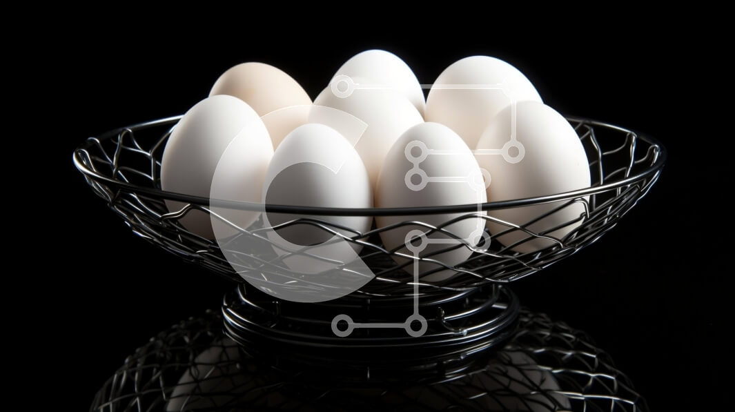 Σετ των 2 Intra Συλλεκτικό Ξύλινο Παζλ Plywood  4mm - Καλάθι με λευκά αυγά σε μαύρη επιφάνεια Σε Ξύλινο Κουτί - Διαστάσεις: 10x10 cm – 25 κομμάτια